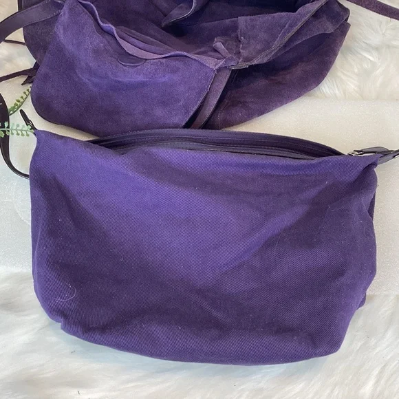 MICHAEL KORS ASHBURY HIPPIE BOHO SLOUCHY RAW SUEDE LEATHER HANDBAG VIOLET - Picture 14 of 15